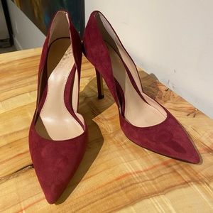 Vince Camino True Love Affair red suede 4” heels, size 7